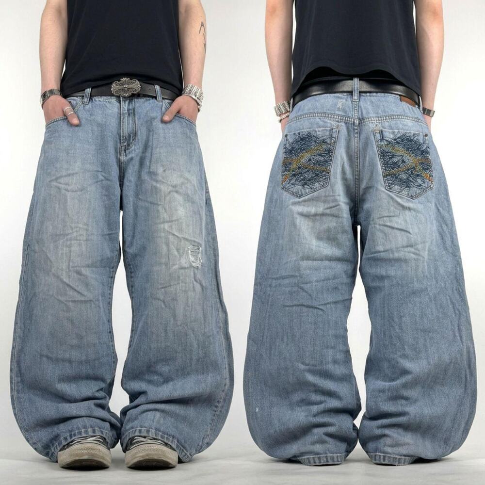 Vintage embroidered rocawear grunge stonewash baggy y2k jeans